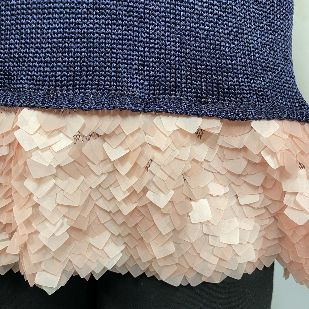 Tricot Chic Blue Pink Embellished Shirt Top View 3